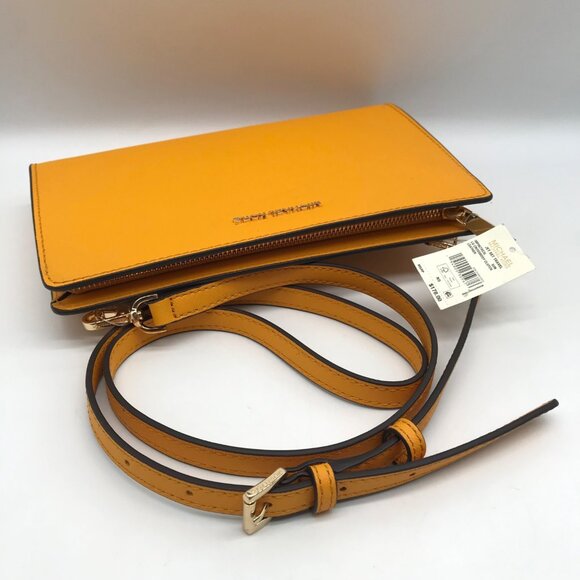 Michael Kors Sun Yellow Saffiano Leather Jet Set Travel Convertible Crossbody - Picture 10 of 11